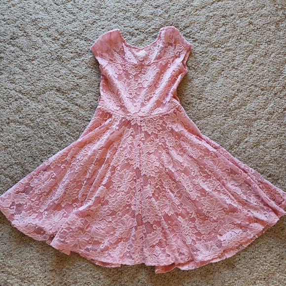 Just Kids Lace overlay dress Size 10 Color pink Made in the USA 🇺🇸 - Picture 7 of 8